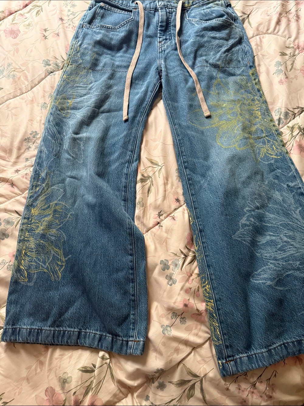 Pilcro unique Blue Floral-Print Denim Jeans size 28P cotton very comfortable - Picture 2 of 11